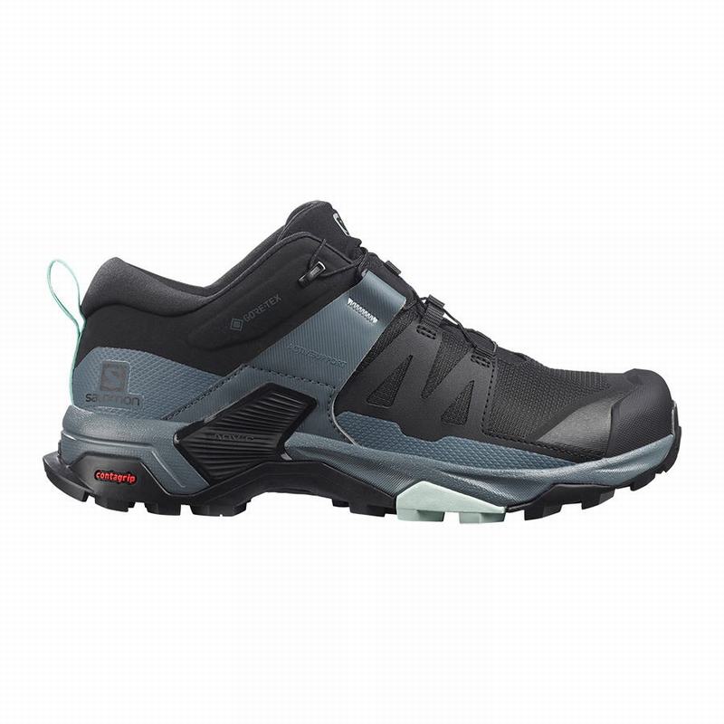 SALOMON X ULTRA 4 GORE-TEX Philippines - Women's Hiking Shoes - Black/Blue | 185634-JYF